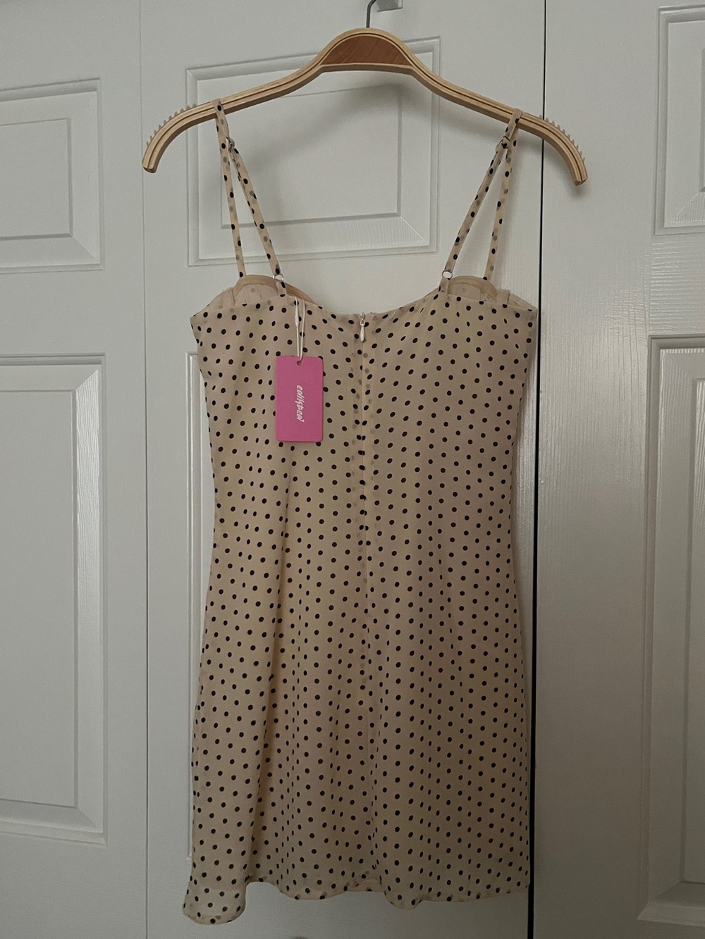 Edikted Beige Polka Dot Slip Dress - Picture 2 of 2